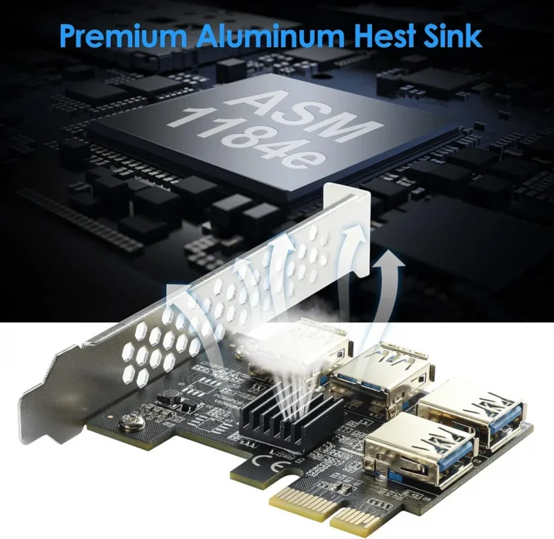 Pcie USB Card, 16X Slot Riser Card Adapter